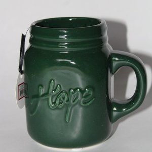 Debi Lilly Ceramic Uplifting Mason Mug Vase 5" tall - Green Hope